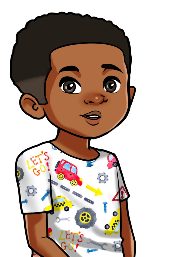 Young African American Boy In A Car Shirt