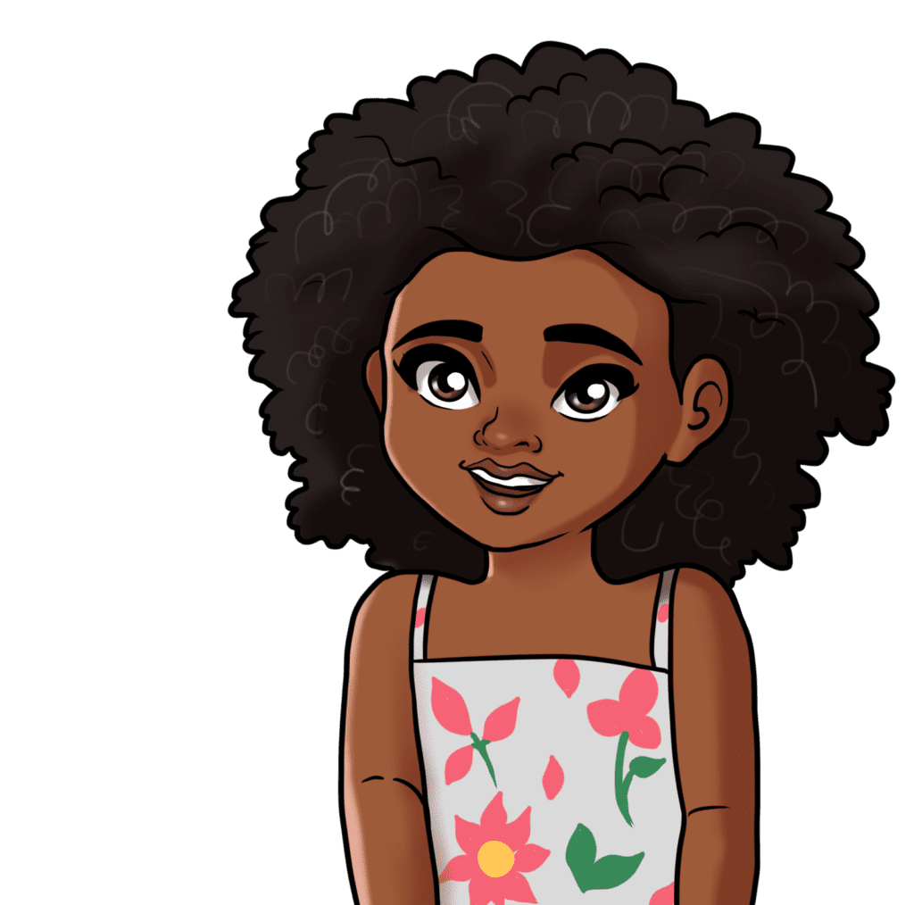 Young African American Girl In Dress With Flowers